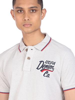 white melange polo t-shirt - 18216713 - Standard Image - 5