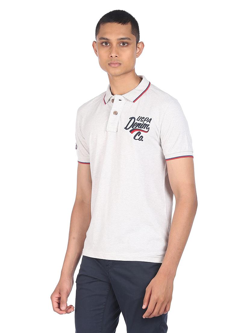white melange polo t-shirt - 18216713 - Zoom Image - 2