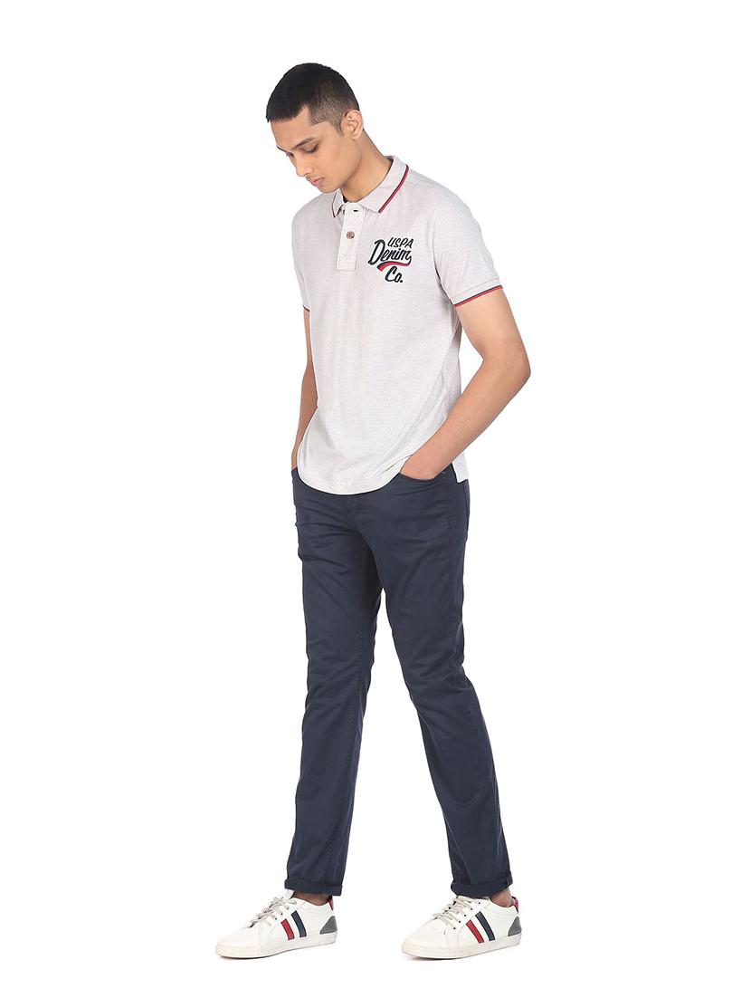white melange polo t-shirt - 18216713 - Zoom Image - 4