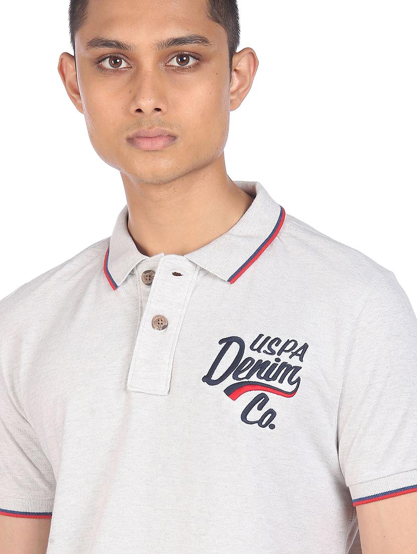 white melange polo t-shirt - 18216713 - Zoom Image - 5