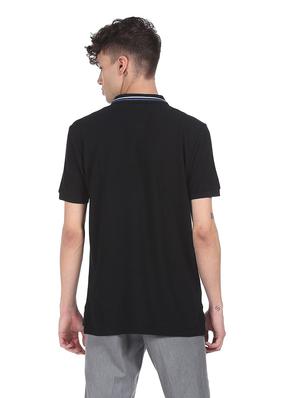 black solid polo t-shirt - 18216746 - Standard Image - 3