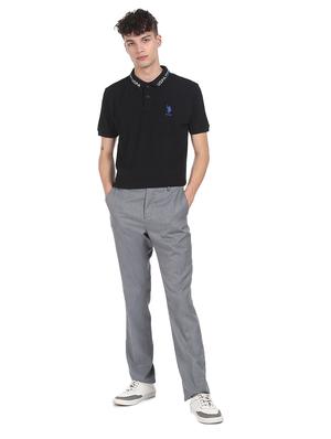 black solid polo t-shirt - 18216746 - Standard Image - 4