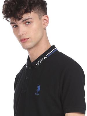 black solid polo t-shirt - 18216746 - Standard Image - 5