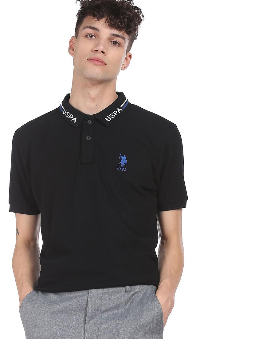 black solid polo t-shirt - 18216746 - Zoom Image - 2
