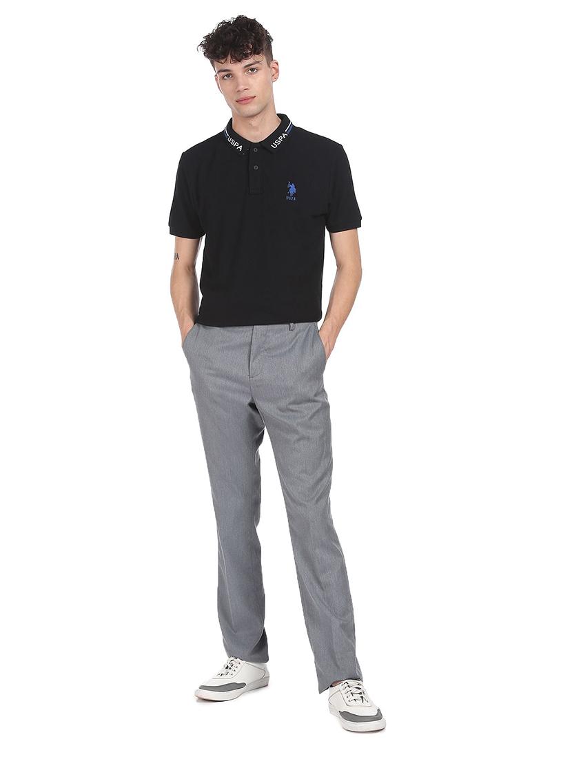 black solid polo t-shirt - 18216746 - Zoom Image - 4