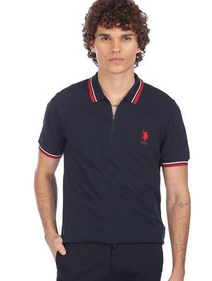 navy-blue solid polo t-shirt - 18216759 - Standard Image - 2