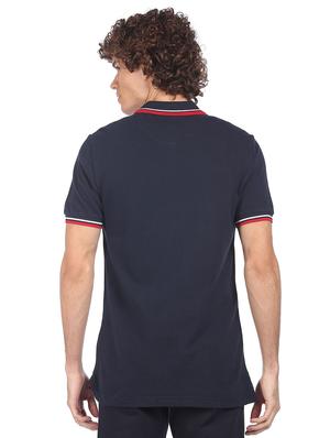 navy-blue solid polo t-shirt - 18216759 - Standard Image - 3