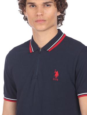 navy-blue solid polo t-shirt - 18216759 - Standard Image - 5