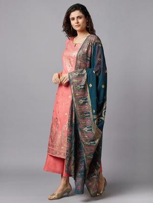 peach viscose cowl kurta bottom set - 18216943 - Standard Image - 2