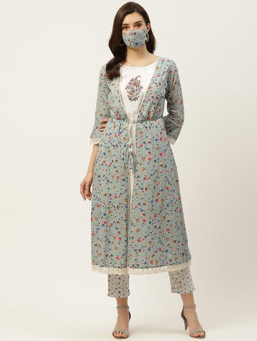 grey cotton with jacket kurta - 18217090 - Very Small Image - 1