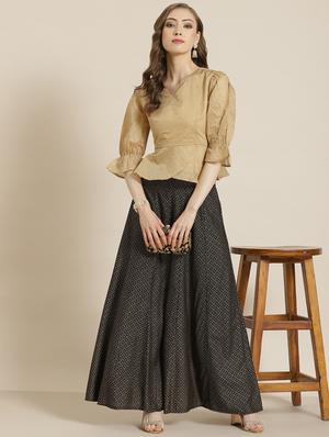 gold chanderi printed blouse - 18217133 - Standard Image - 4