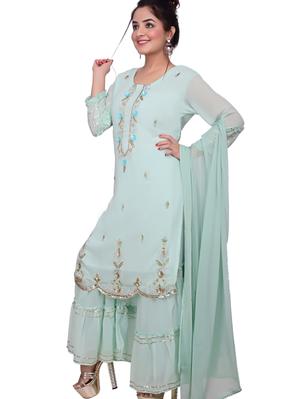 georgette kurti set - 18217169 - Standard Image - 4