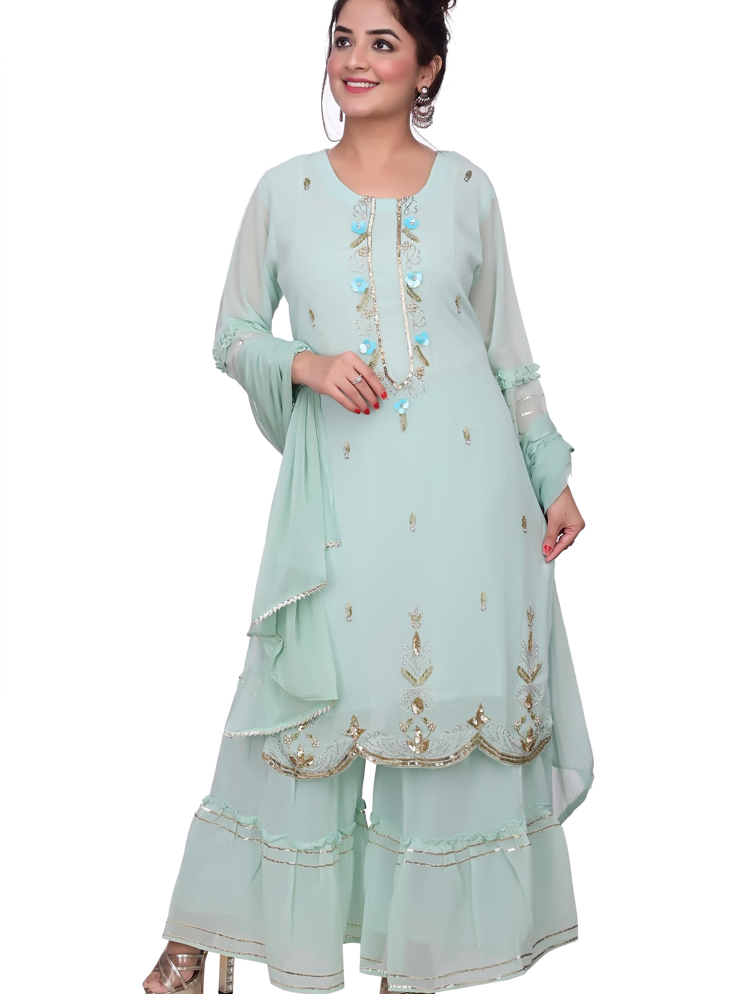 georgette kurti set - 18217169 - Zoom Image - 1