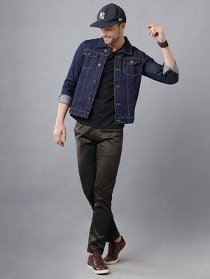 navy-blue distressed denim jacket - 18217186 - Standard Image - 2