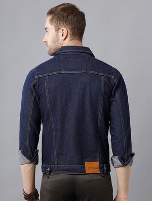 navy-blue distressed denim jacket - 18217186 - Standard Image - 4