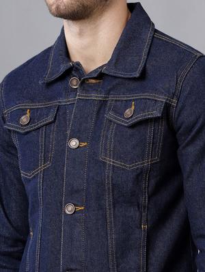 navy-blue distressed denim jacket - 18217186 - Standard Image - 6