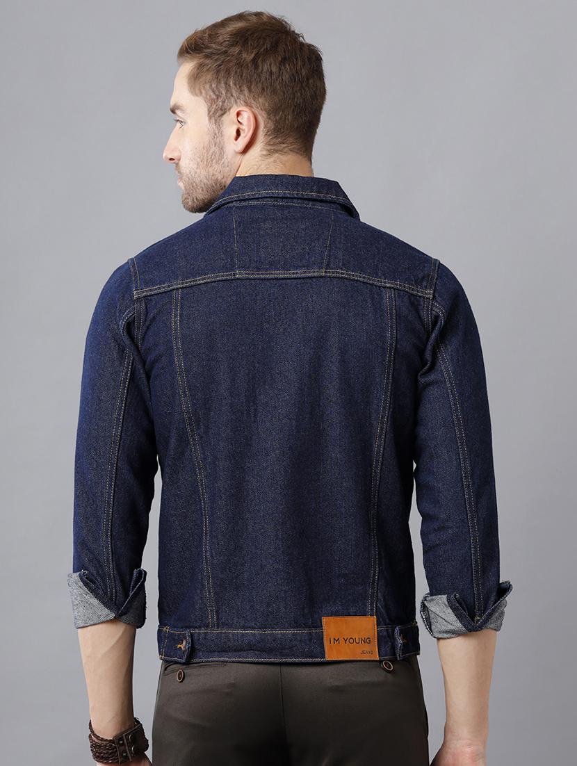 navy-blue distressed denim jacket - 18217186 - Zoom Image - 4