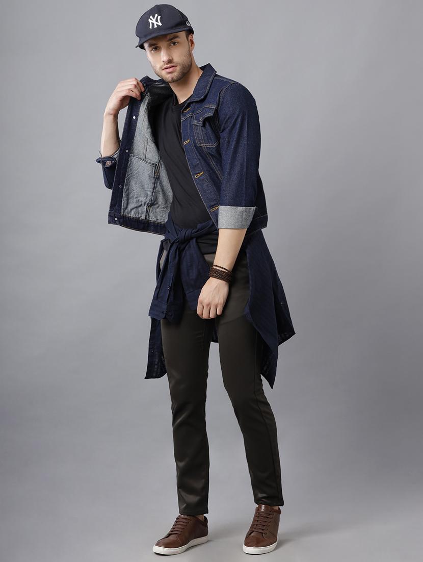 navy-blue distressed denim jacket - 18217186 - Zoom Image - 5