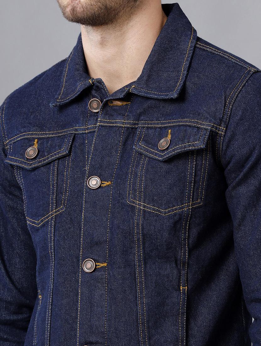 navy-blue distressed denim jacket - 18217186 - Zoom Image - 6