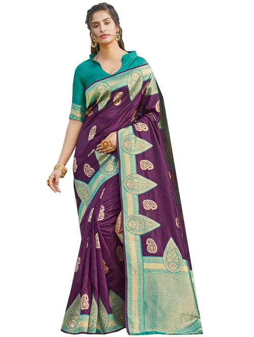 purple silk woven saree with blouse - 18217432 - Standard Image - 1