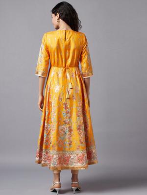 orange flared kurta - 18217602 - Standard Image - 3