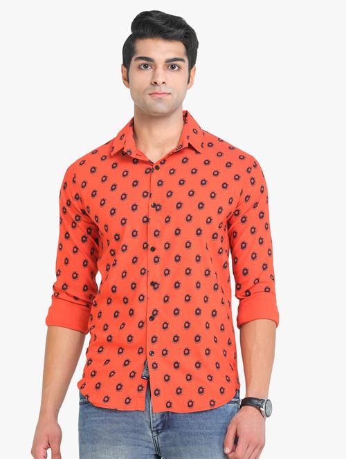 orange printed casual shirt - 18217818 - Very Small Image - 1