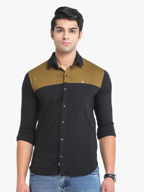 black color-blocked casual shirt - 18217822 - Standard Image - 1