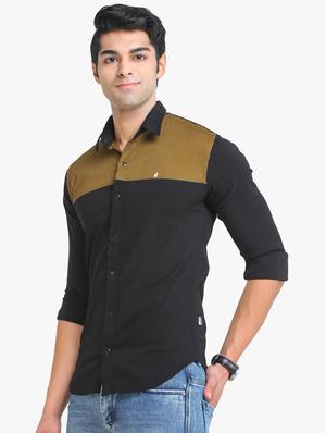 black color-blocked casual shirt - 18217822 - Standard Image - 2
