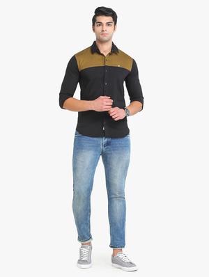 black color-blocked casual shirt - 18217822 - Standard Image - 4