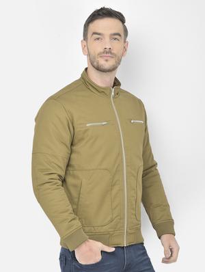 beige solid casual jacket - 18218826 - Standard Image - 2