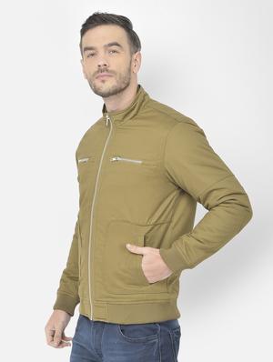 beige solid casual jacket - 18218826 - Standard Image - 3