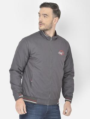 grey solid casual jacket - 18218829 - Standard Image - 3