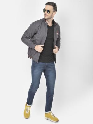 grey solid casual jacket - 18218829 - Standard Image - 5