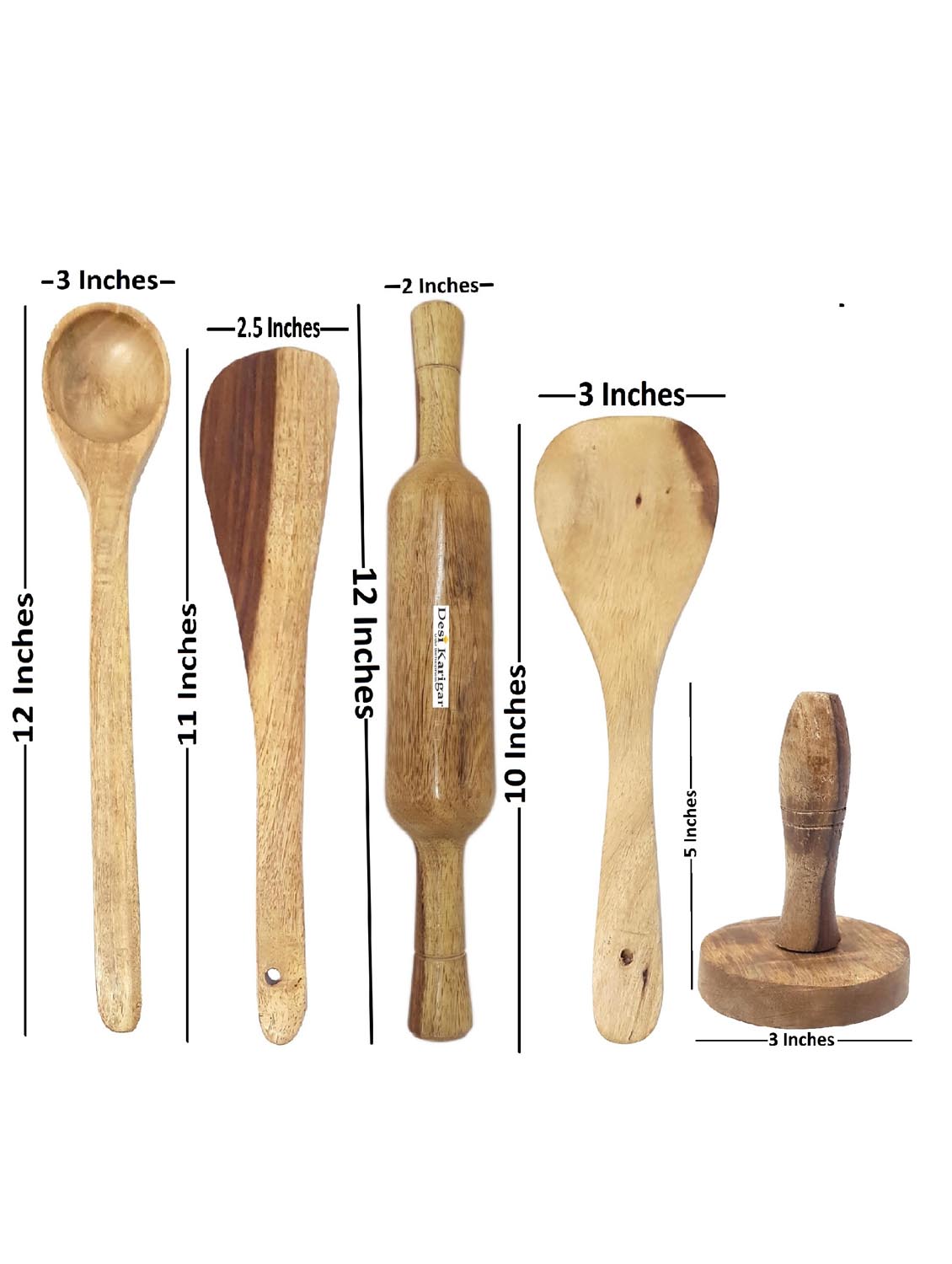 buzykart® wooden ladel set (8 ladles+ 1 masher+ 1 rolling pin) - 18218983 - Zoom Image - 5