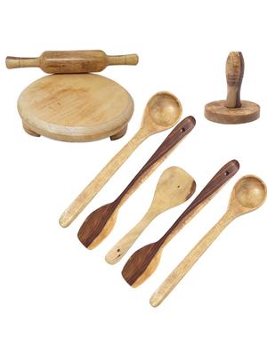 buzykart® wooden skimmers set with chakla belan and masher - 18219052 - Standard Image - 3