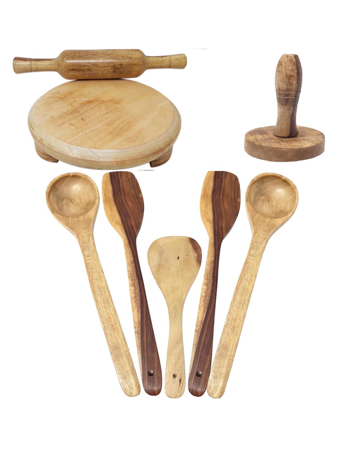 buzykart® wooden skimmers set with chakla belan and masher - 18219052 - Zoom Image - 2