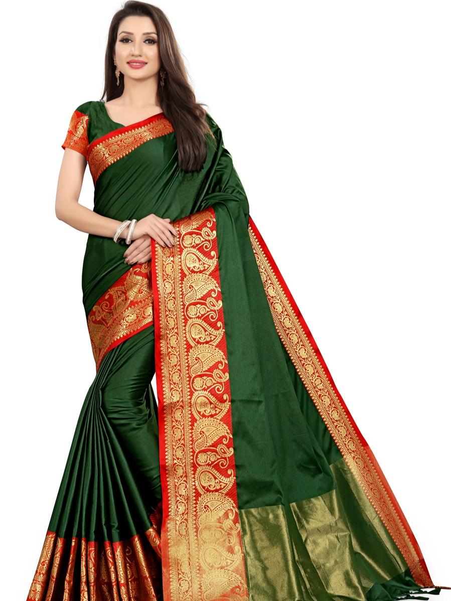 umanta women's pure silk fancy sarees with blouse piece - 18219202 - Zoom Image - 1