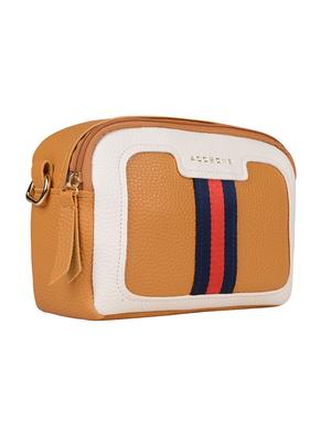 yellow leatherette (pu) structured sling bag - 18219526 - Standard Image - 5