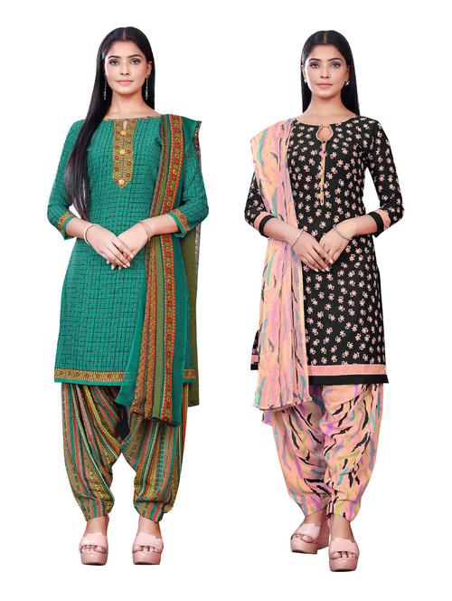multi colored crepe suit combos unstitched - 18219914 - Standard Image - 1