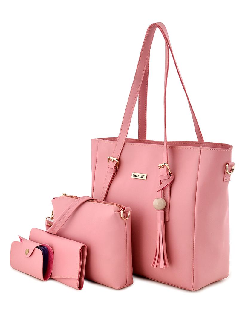 pink leatherette combo handbag - 18220560 - Zoom Image - 1