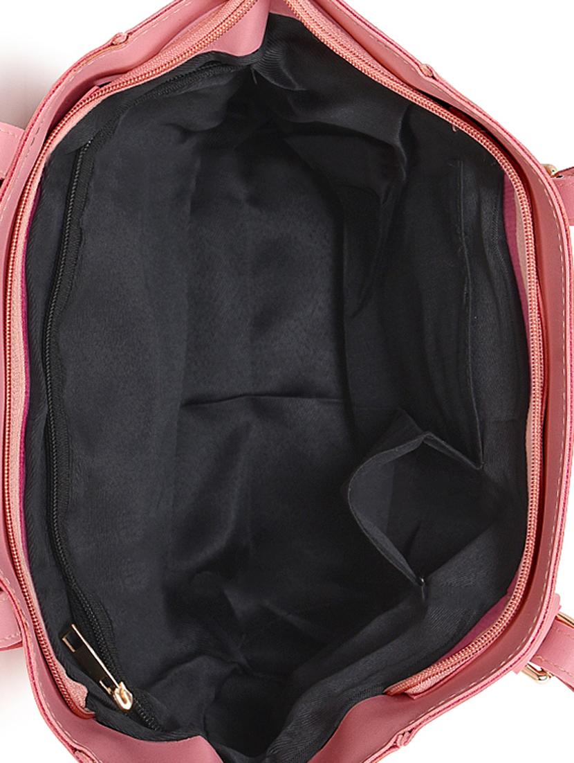 pink leatherette combo handbag - 18220560 - Zoom Image - 3