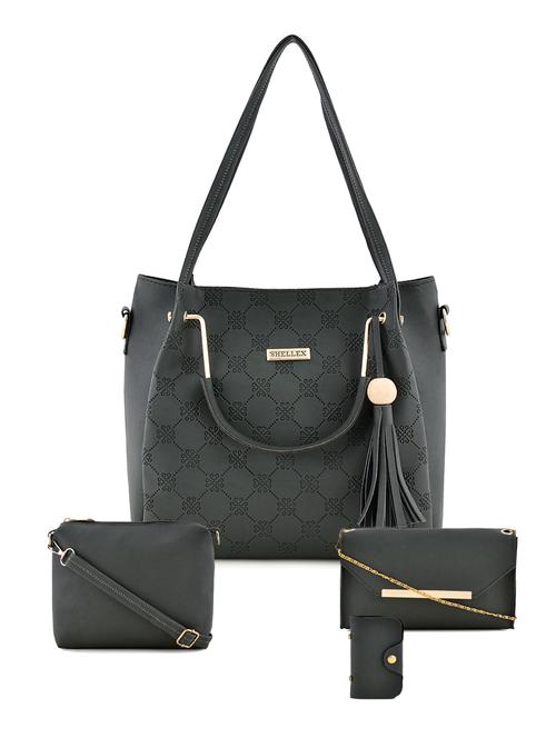 green leatherette combo handbag - 18220562 - Very Small Image - 1