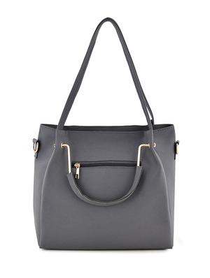 grey leatherette combo handbag - 18220563 - Standard Image - 2