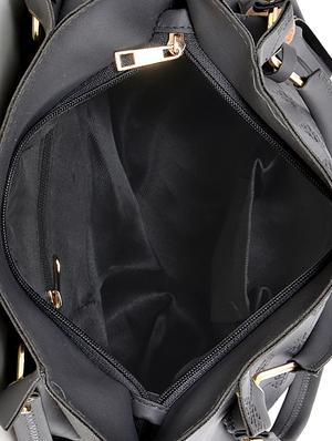 grey leatherette combo handbag - 18220563 - Standard Image - 3