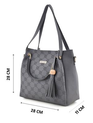 grey leatherette combo handbag - 18220563 - Standard Image - 5