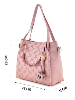 pink leatherette combo handbag - 18220564 - Standard Image - 5