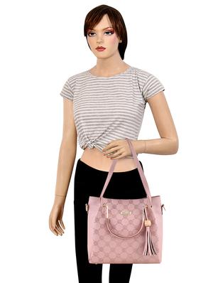 pink leatherette combo handbag - 18220564 - Standard Image - 6
