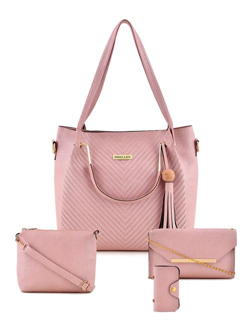 pink leatherette combo handbag - 18220568 - Very Small Image - 1