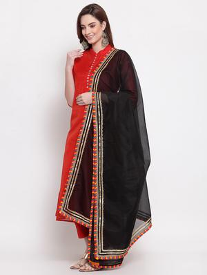 black chanderi dupatta - 18220928 - Standard Image - 2