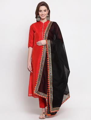 black chanderi dupatta - 18220928 - Standard Image - 3